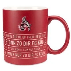 1. FC Köln Tasse "Hymne" Rot, Geprägt