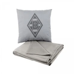 Borussia Mönchengladbach Fan Bundle "Kissen & Fleecedecke" Grau
