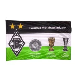 Borussia Mönchengladbach Hissfahne "Erfolge" 150 X 250 Cm Schwarz/weiß/grün