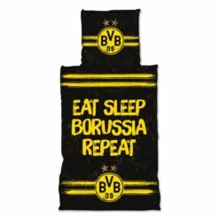 BVB Borussia Dortmund Bettwäsche "Eat. Sleep. Borussia. Repeat"
