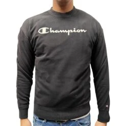 Champion Herren Sweater French Terry Logo Washed Black