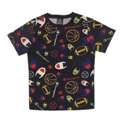 Champion Kinder Crewneck T-Shirt All Over Logo Black