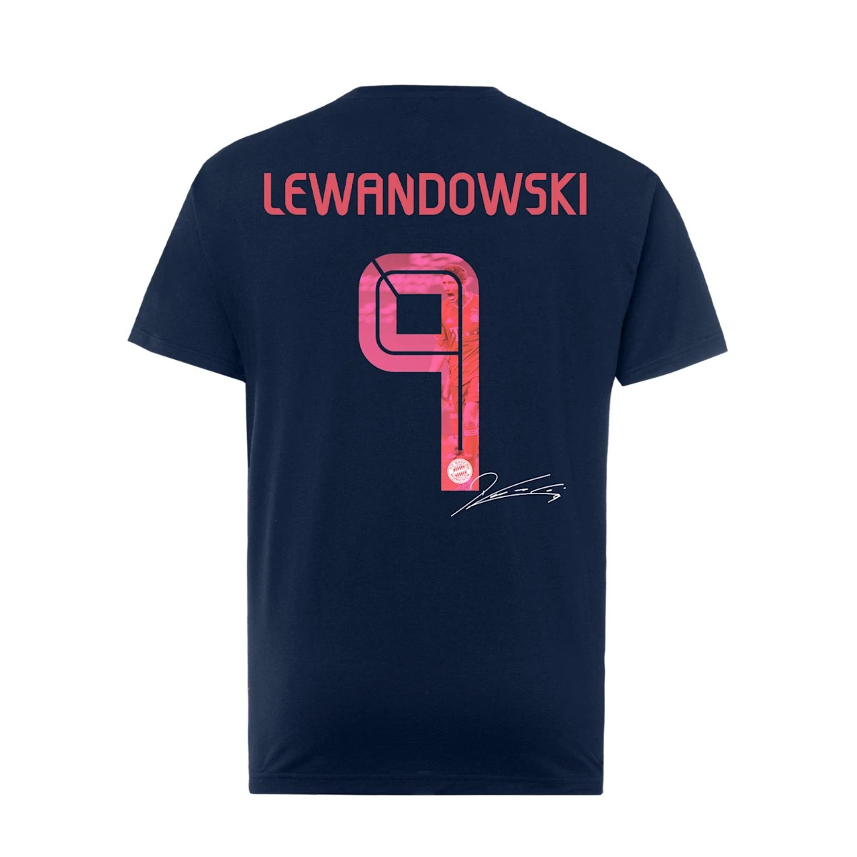 FC Bayern München Herren T-Shirt Lewandowski 9 Navy 2 FC Bayern München Herren T-Shirt Lewandowski 9 Navy – Bild 2