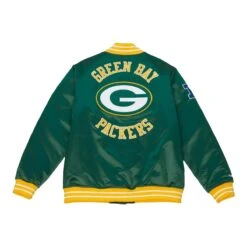 Mitchell & Ness Herren Jacke Heavyweight Satin Green Bay Packers Dark Green
