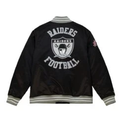 Mitchell & Ness Herren Jacke Heavyweight Satin Oakland Raiders Black
