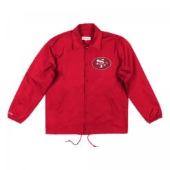 Mitchell & Ness NFL Coaches Windbreaker Jacket San Francisco 49ers Scarlet Red