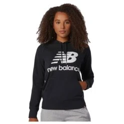 New Balance Damen Essentials Logo Hoodie Black