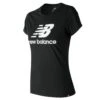 New Balance Damen T-Shirt Essentials Stacked Logo Black