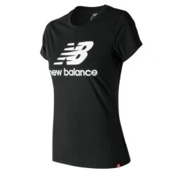 New Balance Damen T-Shirt Essentials Stacked Logo Black