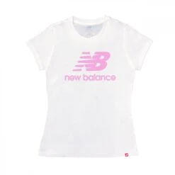 New Balance Damen T-Shirt Essentials Stacked Logo White