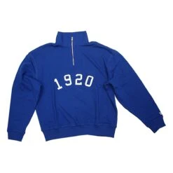 New Era Branded Half-Zip Turtle Crew Neck Light Royale