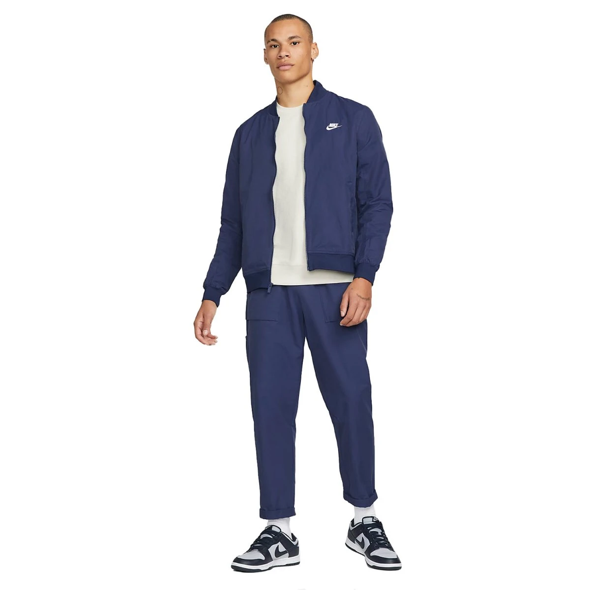 Nike Herren Bomberjacke Sportswear Essential Midnight Navy/white 6 Nike Herren Bomberjacke Sportswear Essential Midnight Navy/white – Bild 6